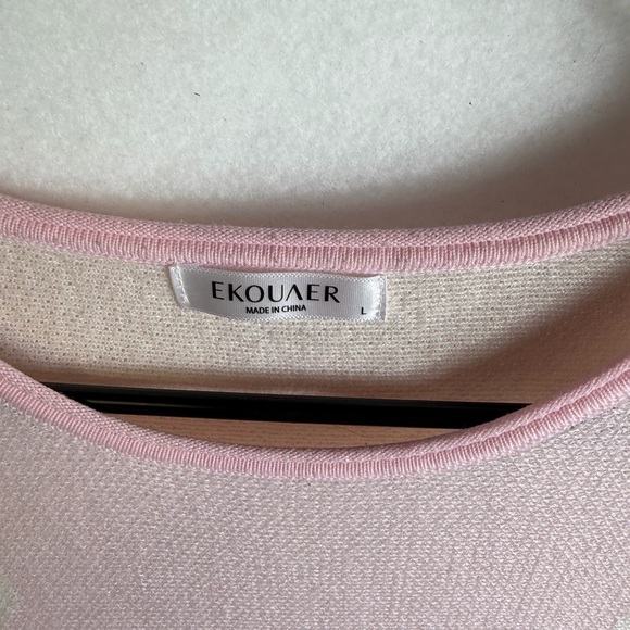 Ekouaer Women's Daisy 100% Polyester Long Sleeve Sweater Light Pink Large - Picture 4 of 7